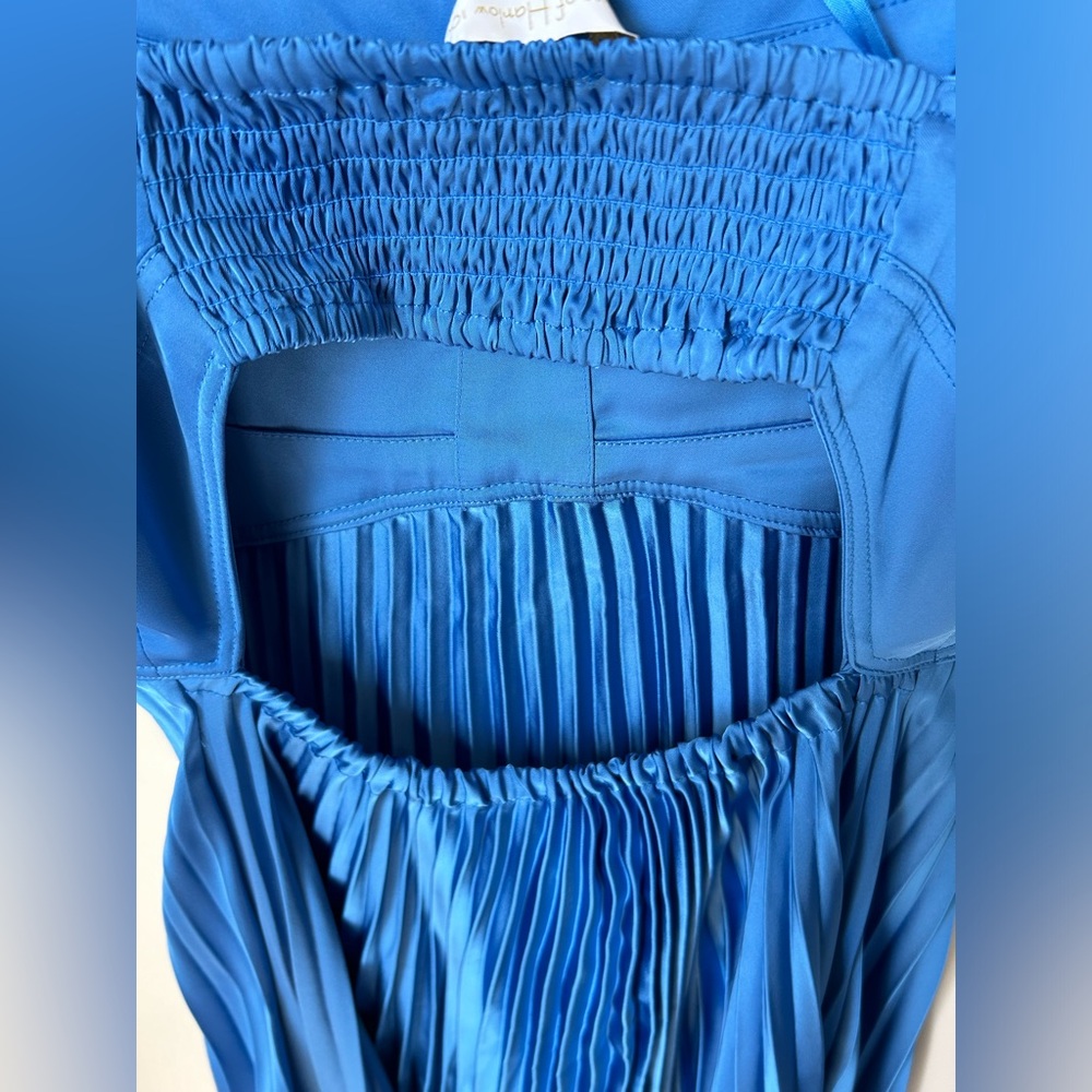HOH1960 Blue Pleated Cutout Back Midi Dress - Picture 5 of 5